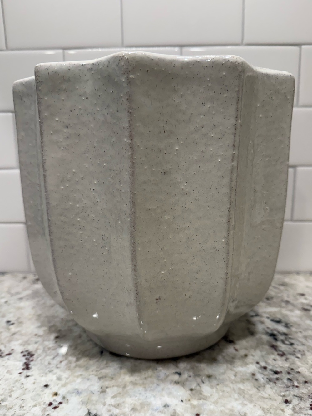 Hearth & Hand Glossy Cream Ceramic Planter W/Drainage Hole - NWT